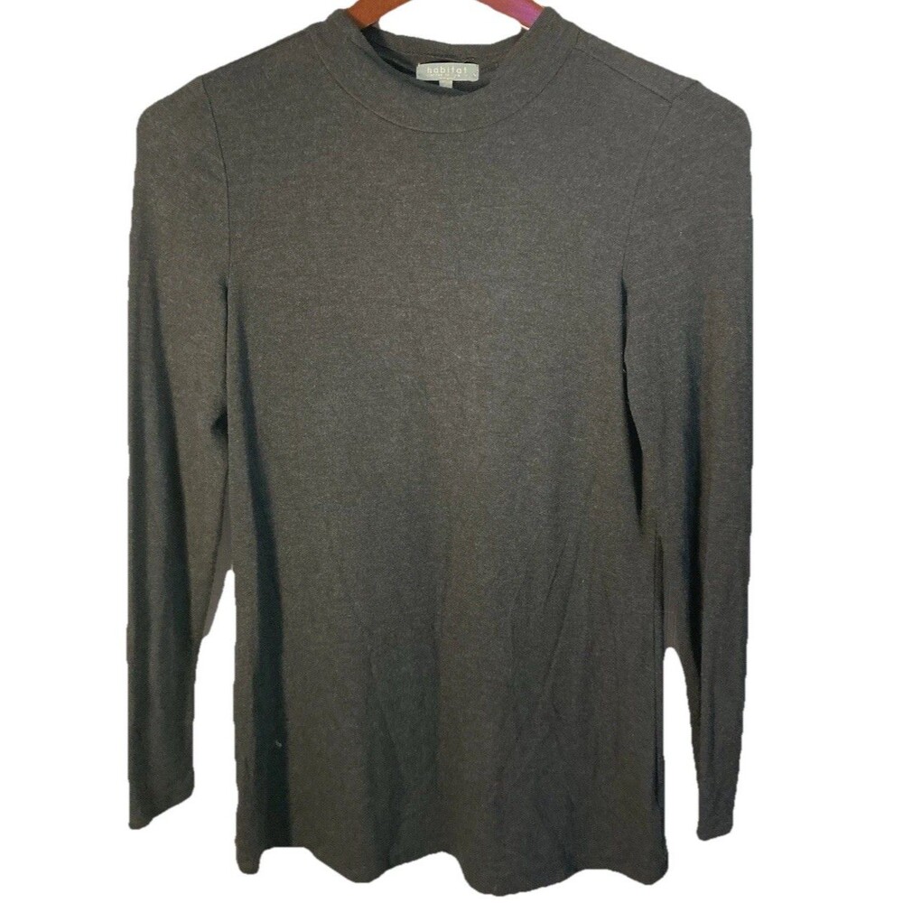 Habitat Sz Xs Sweater Mock Neck Charcoal Super Soft Top Cozy Loungewear chic